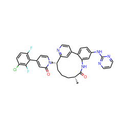 C[C@@H]1CCC[C@H](n2ccc(-c3c(F)ccc(Cl)c3F)cc2=O)c2cc(ccn2)-c2ccc(Nc3ncccn3)cc2NC1=O ZINC000220110765