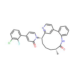 C[C@@H]1CCC[C@H](n2ccc(-c3cccc(Cl)c3F)cc2=O)c2cc(ccn2)-c2ccccc2NC1=O ZINC000220121831