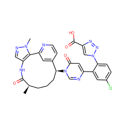 C[C@@H]1CCC[C@H](n2cnc(-c3cc(Cl)ccc3-n3cc(C(=O)O)nn3)cc2=O)c2ccnc(c2)-c2c(cnn2C)NC1=O ZINC001772648028