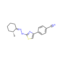 C[C@@H]1CCCC/C1=N/Nc1nc(-c2ccc(C#N)cc2)cs1 ZINC000101220445