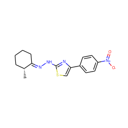 C[C@@H]1CCCC/C1=N\Nc1nc(-c2ccc([N+](=O)[O-])cc2)cs1 ZINC000040379493