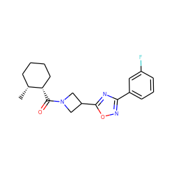 C[C@@H]1CCCC[C@@H]1C(=O)N1CC(c2nc(-c3cccc(F)c3)no2)C1 ZINC000095580441