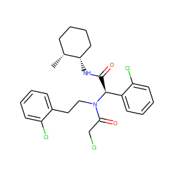 C[C@@H]1CCCC[C@@H]1NC(=O)[C@@H](c1ccccc1Cl)N(CCc1ccccc1Cl)C(=O)CCl ZINC000084712628