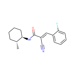 C[C@@H]1CCCC[C@H]1NC(=O)/C(C#N)=C/c1ccccc1F ZINC000003259708