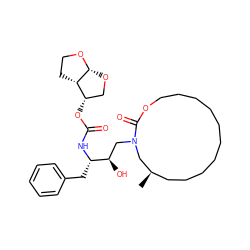 C[C@@H]1CCCCCCCCCCOC(=O)N(C[C@@H](O)[C@H](Cc2ccccc2)NC(=O)O[C@H]2CO[C@H]3OCC[C@@H]23)C1 ZINC000014946387