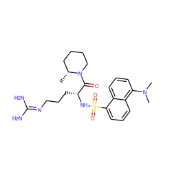 C[C@@H]1CCCCN1C(=O)[C@@H](CCCN=C(N)N)NS(=O)(=O)c1cccc2c(N(C)C)cccc12 ZINC000027899234