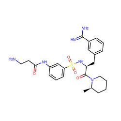 C[C@@H]1CCCCN1C(=O)[C@H](Cc1cccc(C(=N)N)c1)NS(=O)(=O)c1cccc(NC(=O)CCN)c1 ZINC000040952844