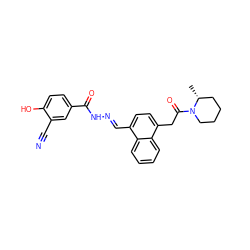 C[C@@H]1CCCCN1C(=O)Cc1ccc(/C=N/NC(=O)c2ccc(O)c(C#N)c2)c2ccccc12 ZINC000013492708