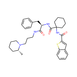 C[C@@H]1CCCCN1CCCNC(=O)[C@@H](Cc1ccccc1)NC(=O)C1(NC(=O)c2cc3ccccc3s2)CCCCC1 ZINC000028825211