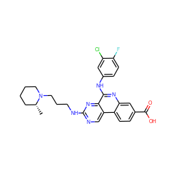 C[C@@H]1CCCCN1CCCNc1ncc2c(n1)c(Nc1ccc(F)c(Cl)c1)nc1cc(C(=O)O)ccc12 ZINC000140098535