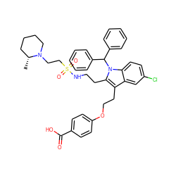 C[C@@H]1CCCCN1CCS(=O)(=O)NCCc1c(CCOc2ccc(C(=O)O)cc2)c2cc(Cl)ccc2n1C(c1ccccc1)c1ccccc1 ZINC000049889376