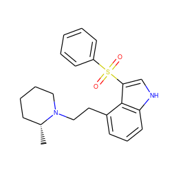 C[C@@H]1CCCCN1CCc1cccc2[nH]cc(S(=O)(=O)c3ccccc3)c12 ZINC000045389109