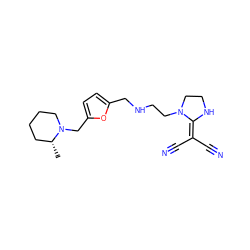 C[C@@H]1CCCCN1Cc1ccc(CNCCN2CCNC2=C(C#N)C#N)o1 ZINC000013825558