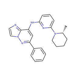 C[C@@H]1CCCCN1c1cccc(Nc2cc(-c3ccccc3)nn3ccnc23)n1 ZINC000207336561