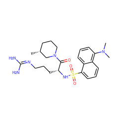 C[C@@H]1CCCN(C(=O)[C@@H](CCCN=C(N)N)NS(=O)(=O)c2cccc3c(N(C)C)cccc23)C1 ZINC000027897810