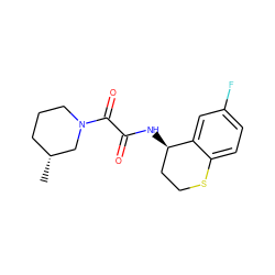 C[C@@H]1CCCN(C(=O)C(=O)N[C@@H]2CCSc3ccc(F)cc32)C1 ZINC000169686576