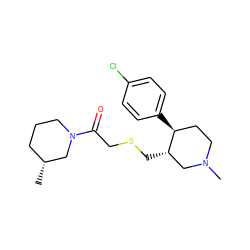 C[C@@H]1CCCN(C(=O)CSC[C@H]2CN(C)CC[C@@H]2c2ccc(Cl)cc2)C1 ZINC000198918012