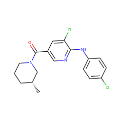 C[C@@H]1CCCN(C(=O)c2cnc(Nc3ccc(Cl)cc3)c(Cl)c2)C1 ZINC000045353533