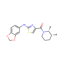 C[C@@H]1CCCN(C(=O)c2csc(Nc3ccc4c(c3)OCO4)n2)[C@@H]1C ZINC000096283036