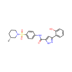 C[C@@H]1CCCN(S(=O)(=O)c2ccc(NC(=O)c3cc(-c4ccccc4O)n[nH]3)cc2)C1 ZINC000008845269