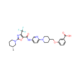 C[C@@H]1CCCN(c2nc(C(F)(F)F)c(C(=O)Nc3ccc(N4CCC(COc5cccc(C(=O)O)c5)CC4)nc3)o2)C1 ZINC000095592856