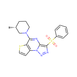 C[C@@H]1CCCN(c2nc3c(S(=O)(=O)c4ccccc4)nnn3c3ccsc23)C1 ZINC000004316467