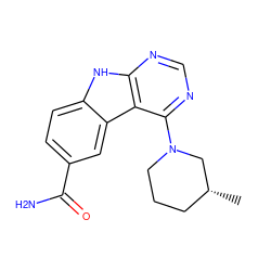 C[C@@H]1CCCN(c2ncnc3[nH]c4ccc(C(N)=O)cc4c23)C1 ZINC000033977767