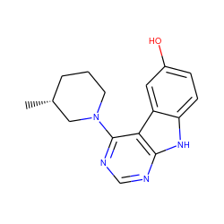 C[C@@H]1CCCN(c2ncnc3[nH]c4ccc(O)cc4c23)C1 ZINC000221376491