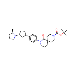 C[C@@H]1CCCN1[C@@H]1CC[C@H](c2ccc(N3CCCC4(CCN(C(=O)OC(C)(C)C)CC4)C3=O)cc2)C1 ZINC000147108889