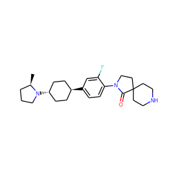 C[C@@H]1CCCN1[C@H]1CC[C@H](c2ccc(N3CCC4(CCNCC4)C3=O)c(F)c2)CC1 ZINC001772635654