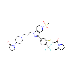 C[C@@H]1CCCN1C(=O)CSc1cc(-c2nn(CCCN3CCC(N4CCCC4=O)CC3)c3c2CN(S(C)(=O)=O)CC3)ccc1C(F)(F)F ZINC000049793361