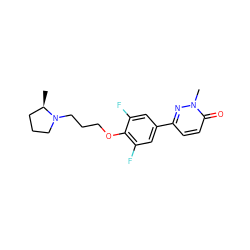 C[C@@H]1CCCN1CCCOc1c(F)cc(-c2ccc(=O)n(C)n2)cc1F ZINC000072118739