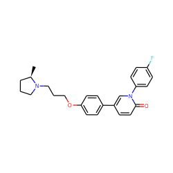 C[C@@H]1CCCN1CCCOc1ccc(-c2ccc(=O)n(-c3ccc(F)cc3)c2)cc1 ZINC000073196962