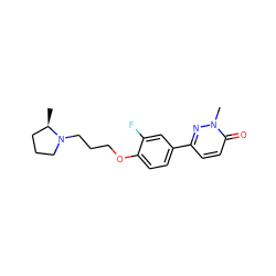 C[C@@H]1CCCN1CCCOc1ccc(-c2ccc(=O)n(C)n2)cc1F ZINC000072118811