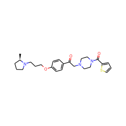 C[C@@H]1CCCN1CCCOc1ccc(C(=O)CN2CCN(C(=O)c3cccs3)CC2)cc1 ZINC000068248161