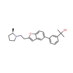 C[C@@H]1CCCN1CCc1cc2cc(-c3cccc(C(C)(C)O)c3)ccc2o1 ZINC000013606773