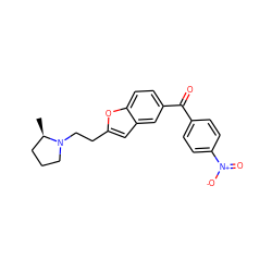 C[C@@H]1CCCN1CCc1cc2cc(C(=O)c3ccc([N+](=O)[O-])cc3)ccc2o1 ZINC000084759385