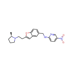 C[C@@H]1CCCN1CCc1cc2cc(CNc3ccc([N+](=O)[O-])cn3)ccc2o1 ZINC000013674366