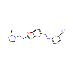 C[C@@H]1CCCN1CCc1cc2cc(CNc3cccc(C#N)c3)ccc2o1 ZINC000013674338