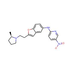 C[C@@H]1CCCN1CCc1cc2cc(Nc3ccc([N+](=O)[O-])cn3)ccc2o1 ZINC000013674381