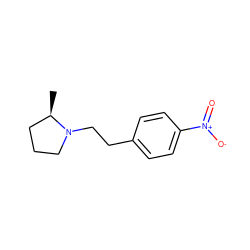 C[C@@H]1CCCN1CCc1ccc([N+](=O)[O-])cc1 ZINC000029131354