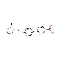 C[C@@H]1CCCN1CCc1ccc(-c2ccc(C(=O)O)cc2)cc1 ZINC000144803496