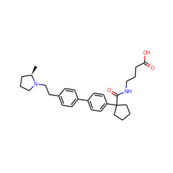 C[C@@H]1CCCN1CCc1ccc(-c2ccc(C3(C(=O)NCCCC(=O)O)CCCC3)cc2)cc1 ZINC000144756488