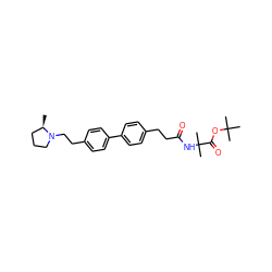 C[C@@H]1CCCN1CCc1ccc(-c2ccc(CCC(=O)NC(C)(C)C(=O)OC(C)(C)C)cc2)cc1 ZINC000147379066