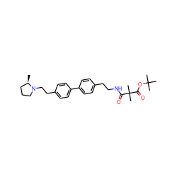 C[C@@H]1CCCN1CCc1ccc(-c2ccc(CCNC(=O)C(C)(C)C(=O)OC(C)(C)C)cc2)cc1 ZINC000299850914