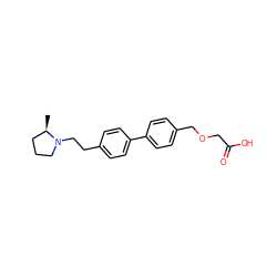 C[C@@H]1CCCN1CCc1ccc(-c2ccc(COCC(=O)O)cc2)cc1 ZINC000144754929