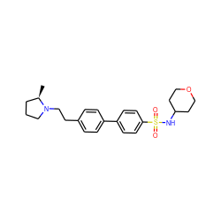 C[C@@H]1CCCN1CCc1ccc(-c2ccc(S(=O)(=O)NC3CCOCC3)cc2)cc1 ZINC000043071866