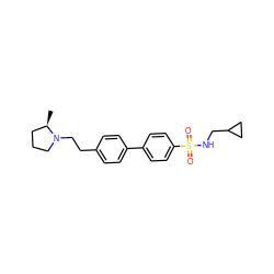 C[C@@H]1CCCN1CCc1ccc(-c2ccc(S(=O)(=O)NCC3CC3)cc2)cc1 ZINC000043062537