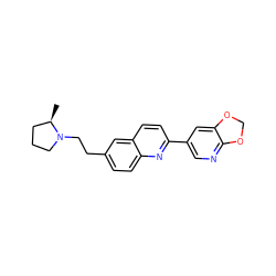 C[C@@H]1CCCN1CCc1ccc2nc(-c3cnc4c(c3)OCO4)ccc2c1 ZINC000035858622