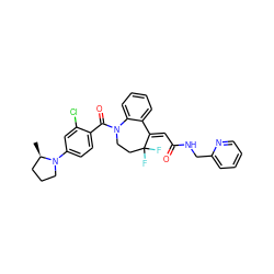 C[C@@H]1CCCN1c1ccc(C(=O)N2CCC(F)(F)/C(=C\C(=O)NCc3ccccn3)c3ccccc32)c(Cl)c1 ZINC000044431331